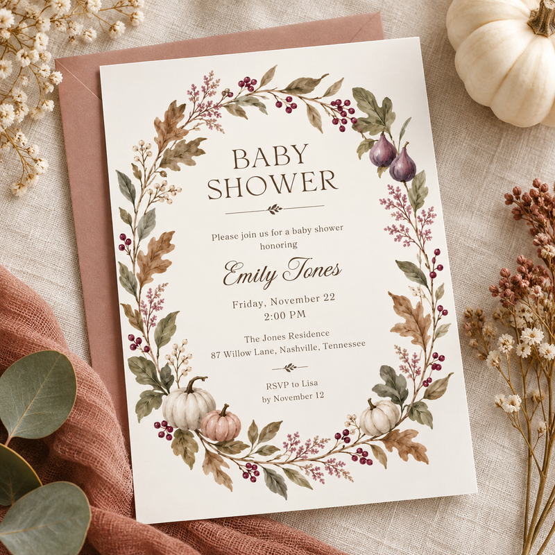 Elegant Fall Baby Shower Invitation BS333