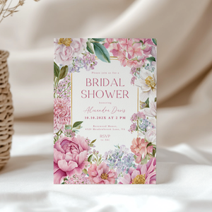 Elegant Pink Floral Bridal Shower Invitation L88