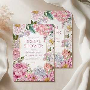 Elegant Pink Floral Bridal Shower Invitation L88
