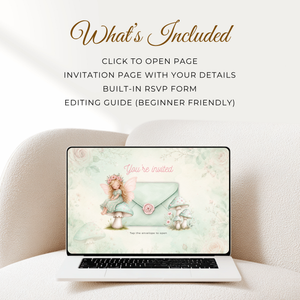 Fairy First Birthday Website Invitation Template with RSVP L99