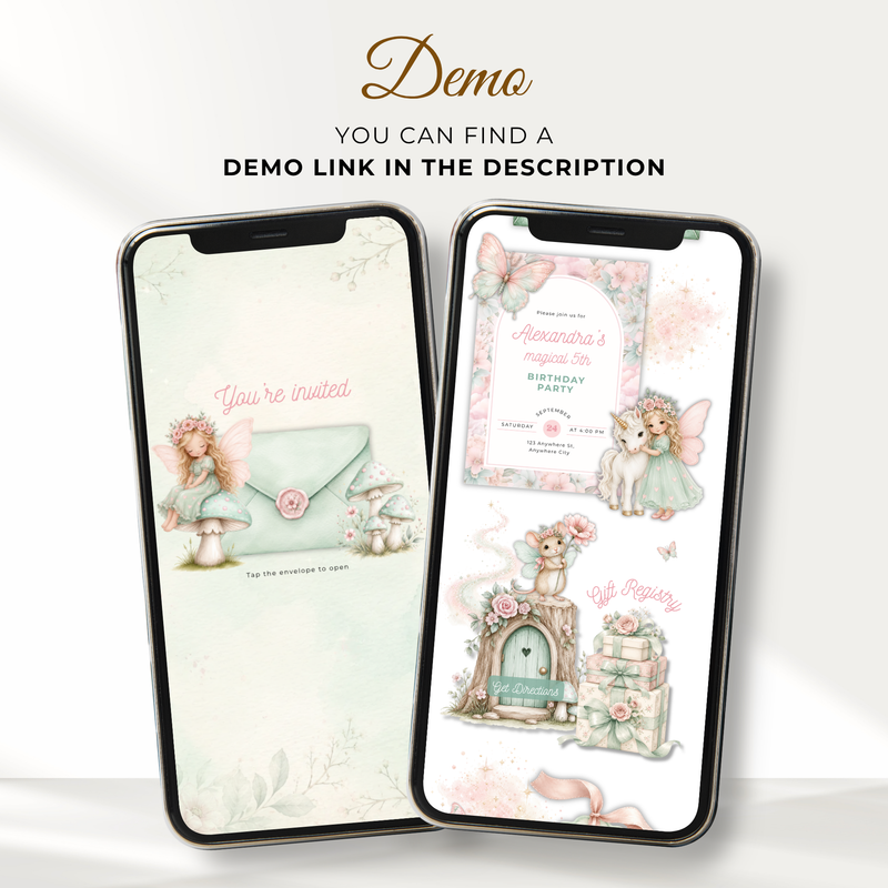 Magical Fairy Birthday Website Invitation with RSVP L99