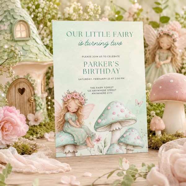 Woodland Fairy Birthday Invitation Template L155