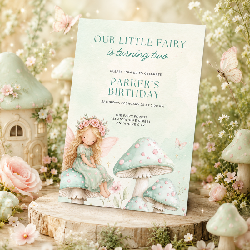 Woodland Fairy Birthday Invitation Template L155