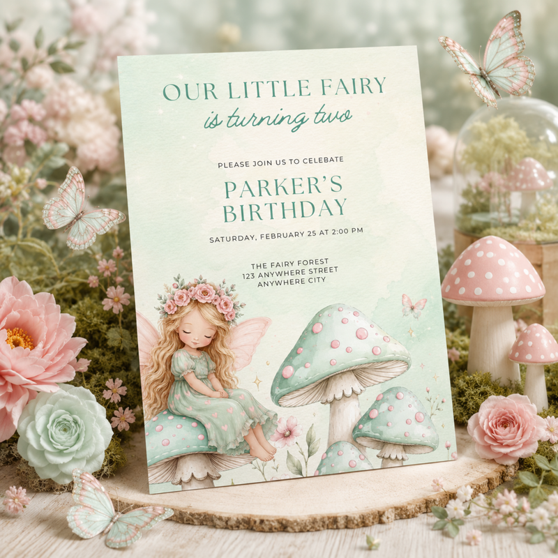Woodland Fairy Birthday Invitation Template L155