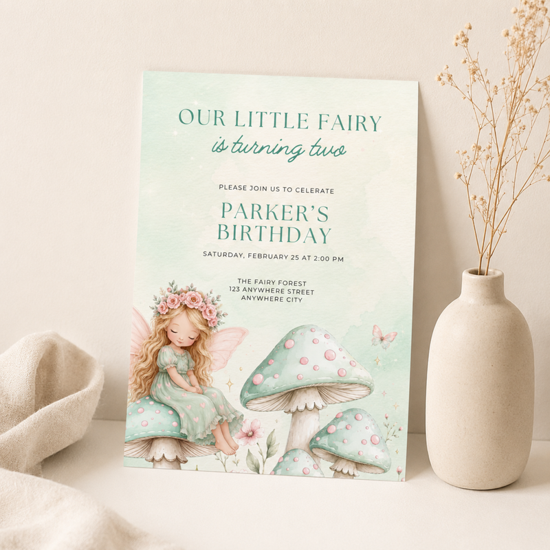 Woodland Fairy Birthday Invitation Template L155