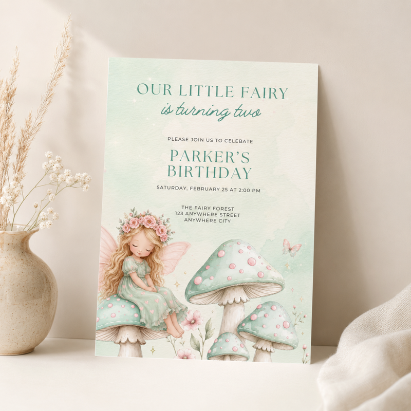 Woodland Fairy Birthday Invitation Template L155