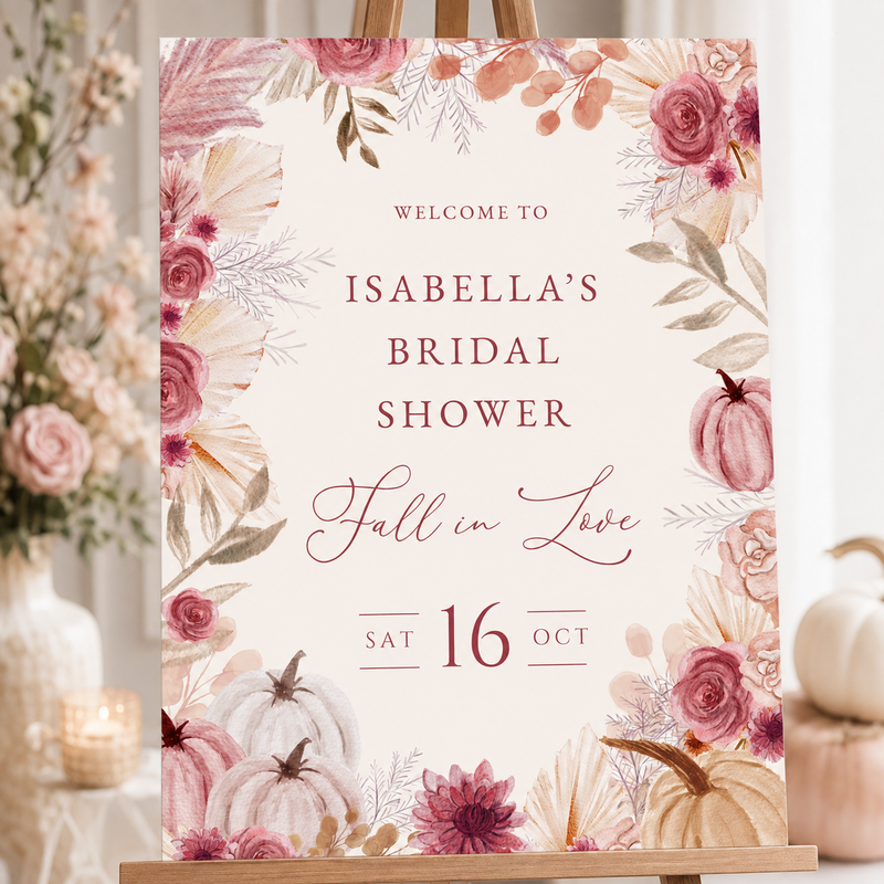 Fall in Love Bridal Shower Welcome Sign L165