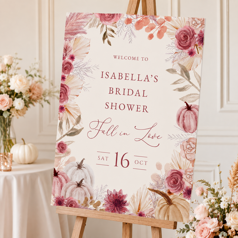 Fall in Love Bridal Shower Welcome Sign L165