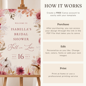 Fall in Love Bridal Shower Welcome Sign L165