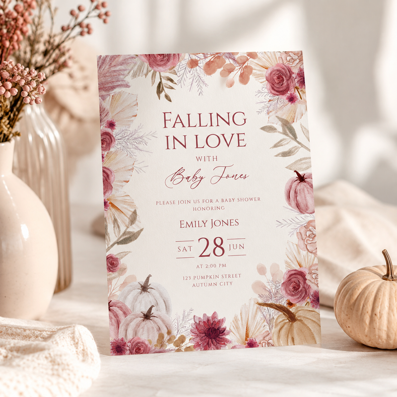 Falling in Love Baby Shower Invitation Fall Theme BS321