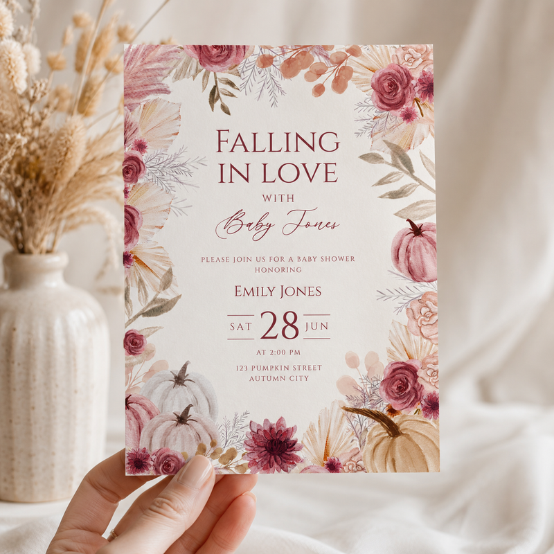 Falling in Love Baby Shower Invitation Fall Theme BS321
