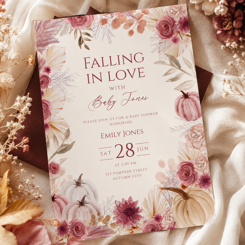 Falling in Love Baby Shower Invitation Fall Theme BS321