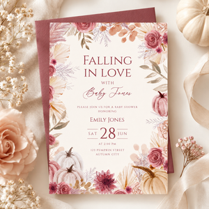 Falling in Love Baby Shower Invitation Fall Theme BS321
