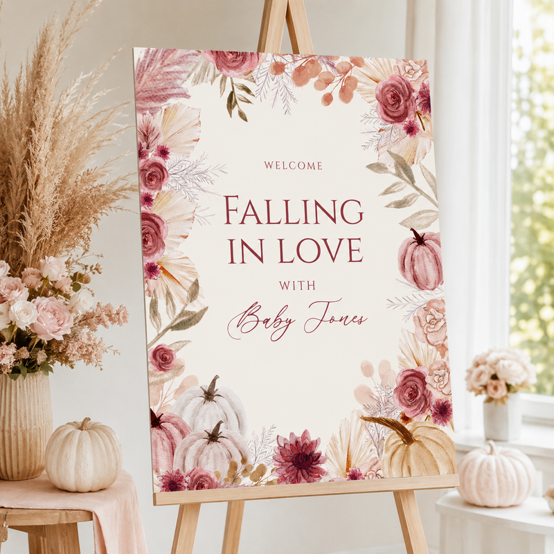 Falling in Love Baby Shower Welcome Sign Girl BS321