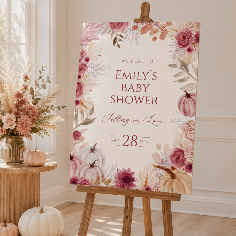 Falling in Love Baby Shower Welcome Sign Girl BS321