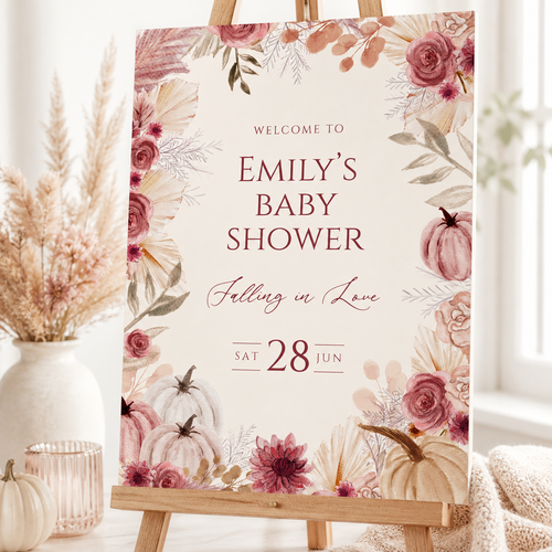Falling in Love Baby Shower Welcome Sign Girl BS321