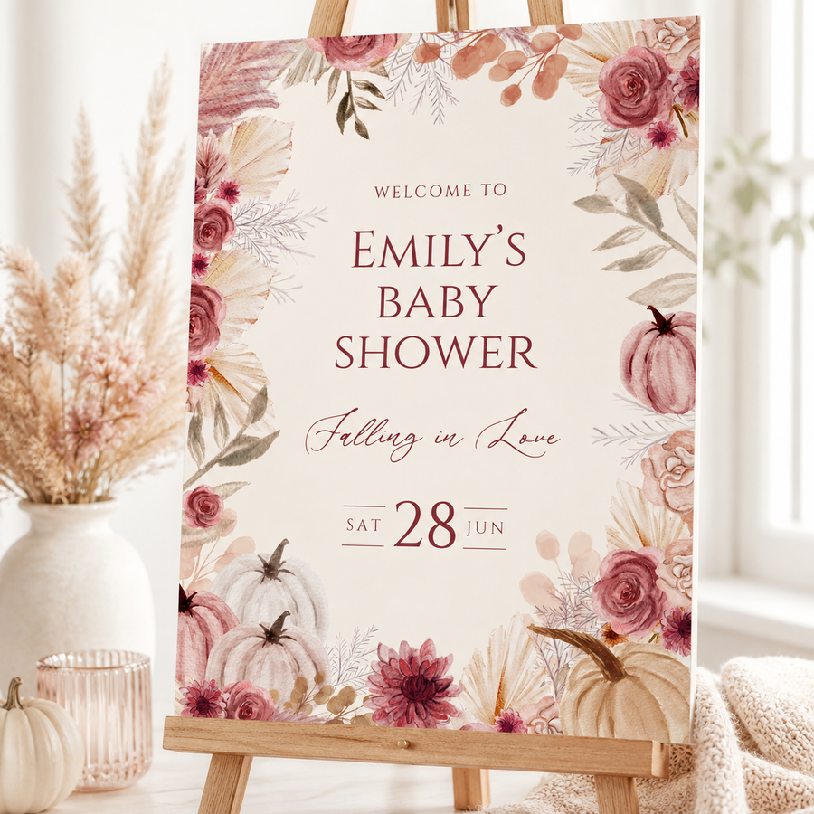 Falling in Love Baby Shower Welcome Sign Girl BS321