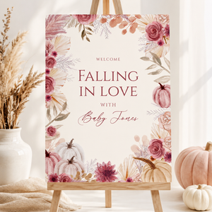 Falling in Love Baby Shower Welcome Sign Girl BS321