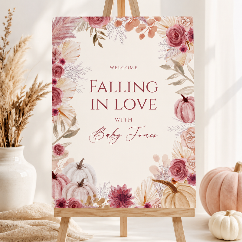 Falling in Love Baby Shower Welcome Sign Girl BS321