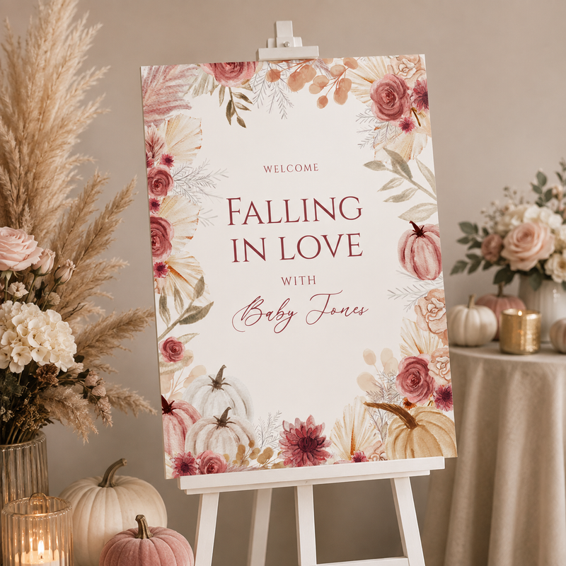 Falling in Love Baby Shower Welcome Sign Girl BS321
