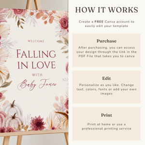 Falling in Love Baby Shower Welcome Sign Girl BS321