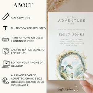 Baby Shower Invitation - Fantasy Dragon Adventure Begins BS198