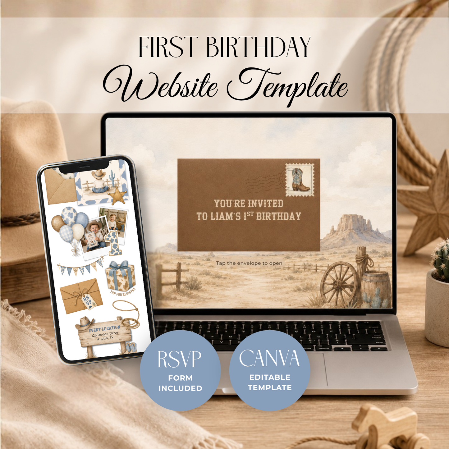 First Rodeo Birthday Invitation Website with RSVP L140