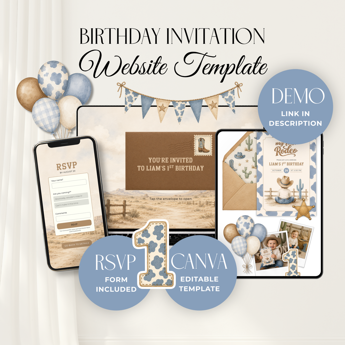 First Rodeo Birthday Invitation Website with RSVP L140