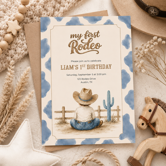 My First Rodeo Boy Birthday Invitation L140