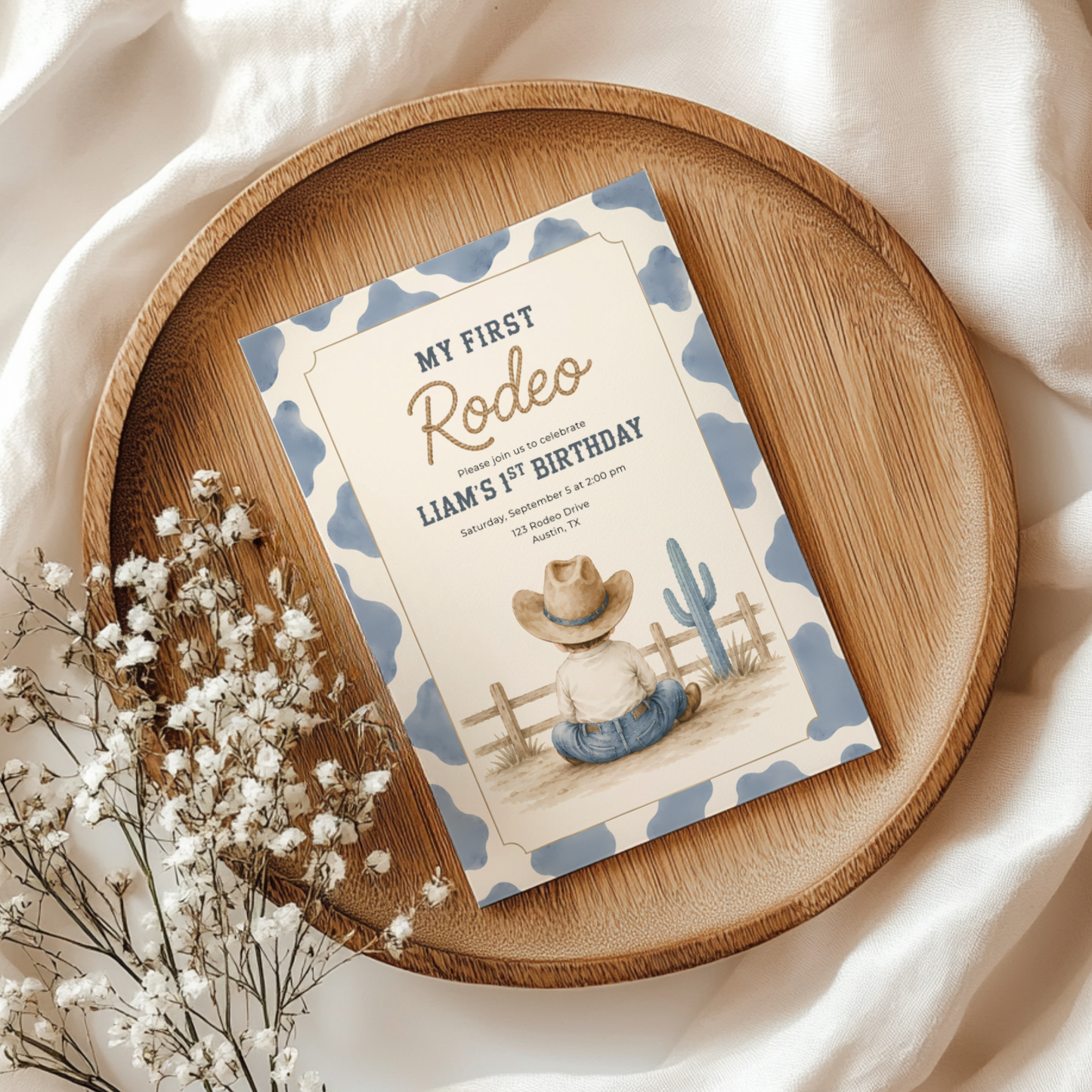 My First Rodeo Boy Birthday Invitation L140