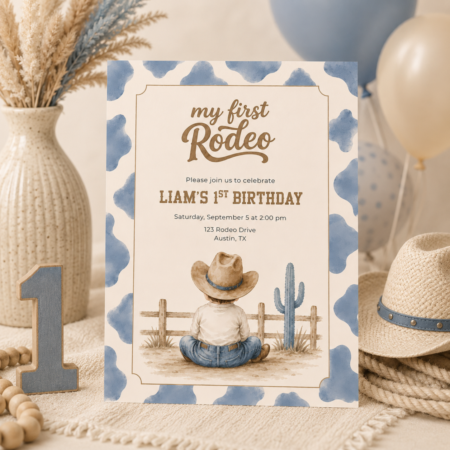 My First Rodeo Boy Birthday Invitation L140