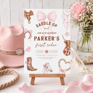 First Rodeo Birthday Invitation Girl L75