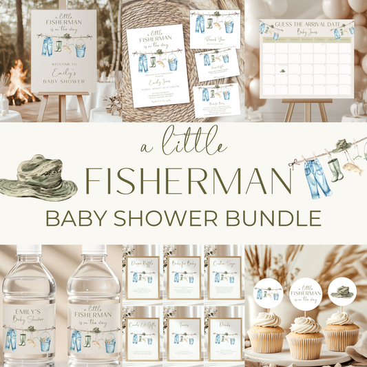 Baby Shower Mega Bundle - Little Fisherman Reel Fishing Outdoors Hunting BS160