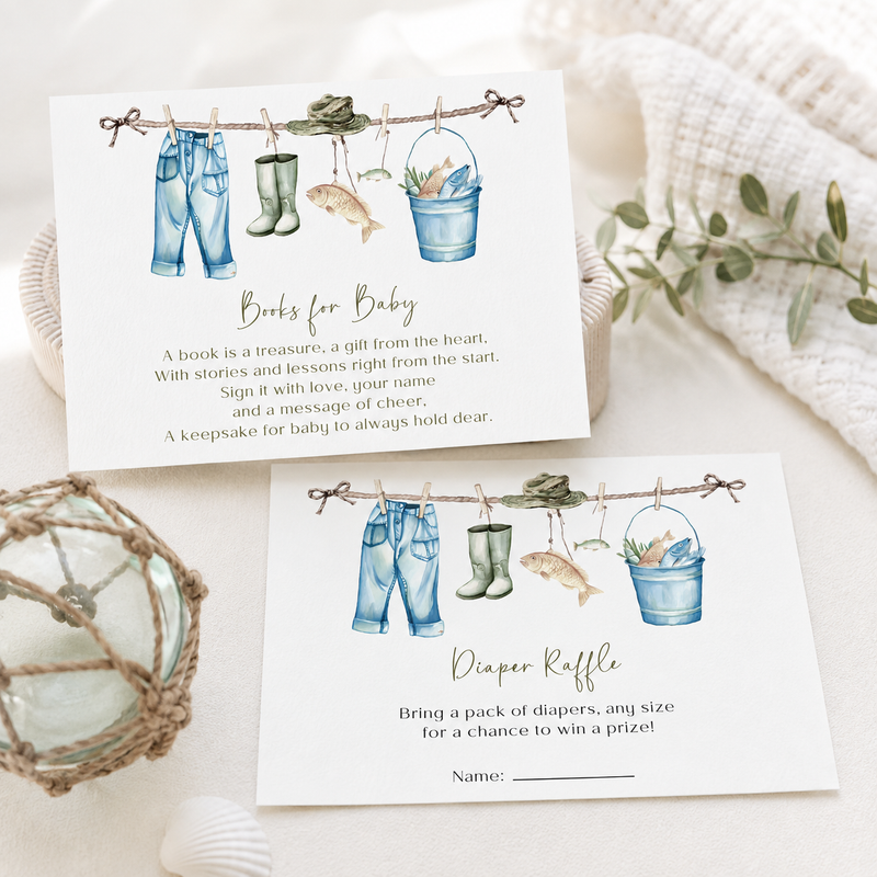 Little Fisherman Baby Shower Invitation Bundle  BS160