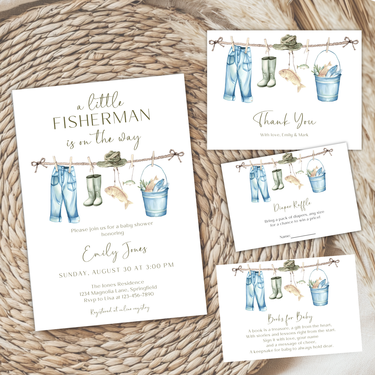 Baby Shower Mega Bundle - Little Fisherman Reel Fishing Outdoors Hunting BS160