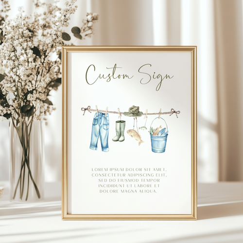 Baby Shower Table Sign Bundle - Fishing Outdoors Reel Hunting A Little Fisherman BS160