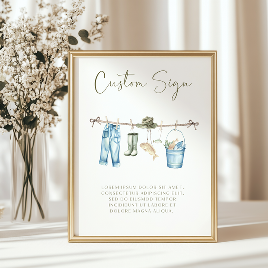 Baby Shower Table Sign Bundle - Fishing Outdoors Reel Hunting A Little Fisherman BS160