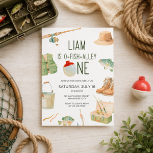 O-Fish-Alley One Birthday Invitation Template L153