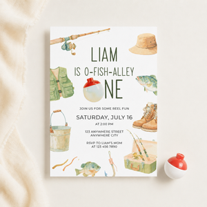 O-Fish-Alley One Birthday Invitation Template L153