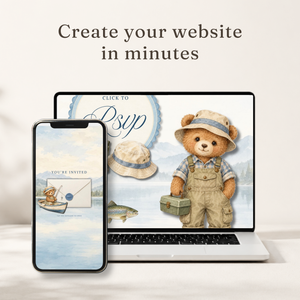 Little Fisherman Baby Shower Website Invitation with RSVP BS346