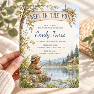 Fishing Bear Baby Shower Invitation – Reel in the Fun BS346