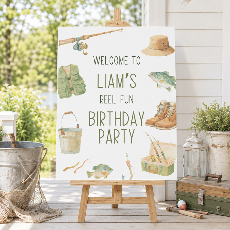 Fishing Birthday Welcome Sign Template L153