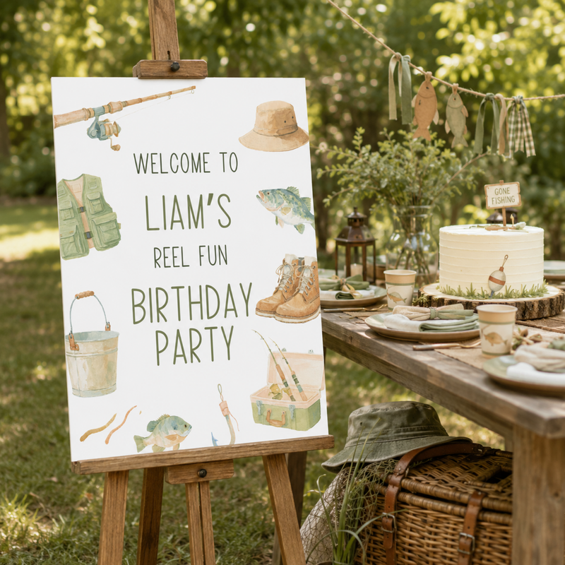 Fishing Birthday Welcome Sign Template L153