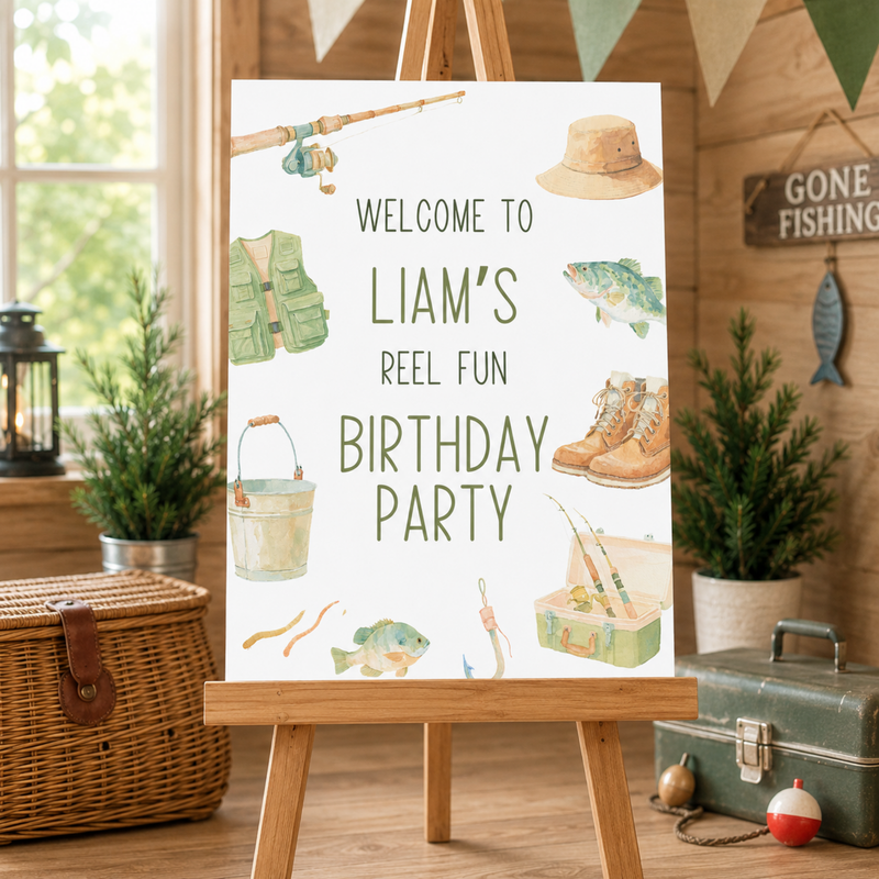 Fishing Birthday Welcome Sign Template L153