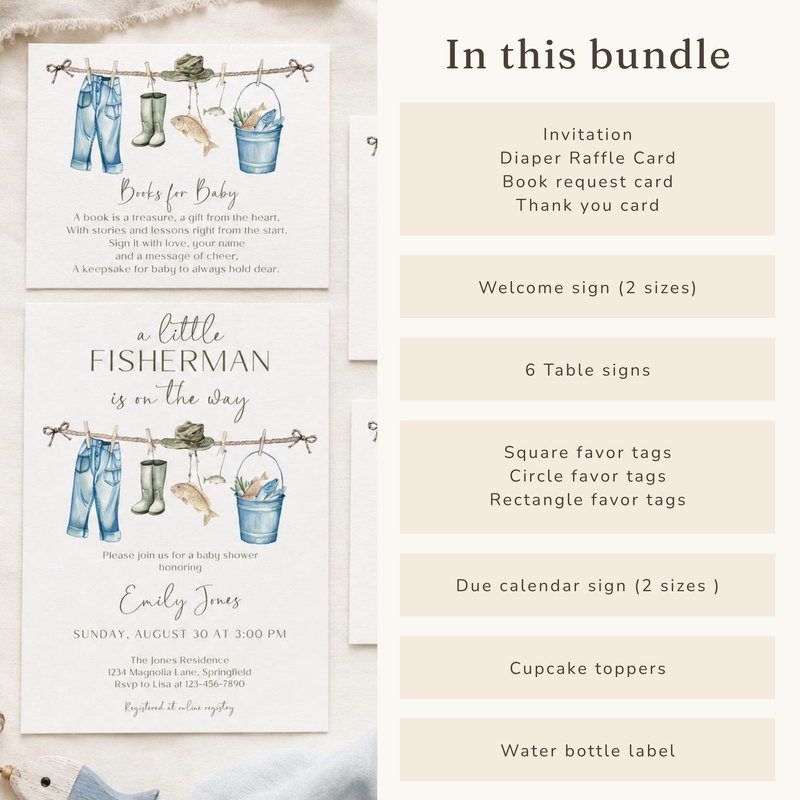 Little Fisherman Fishing Baby Shower Bundle BS160