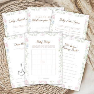Pastel Floral Baby Shower Games Bundle BS253