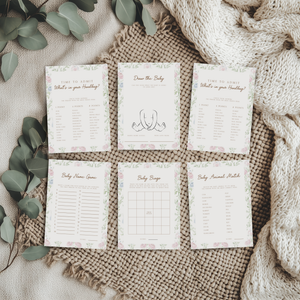 Pastel Floral Baby Shower Games Bundle BS253