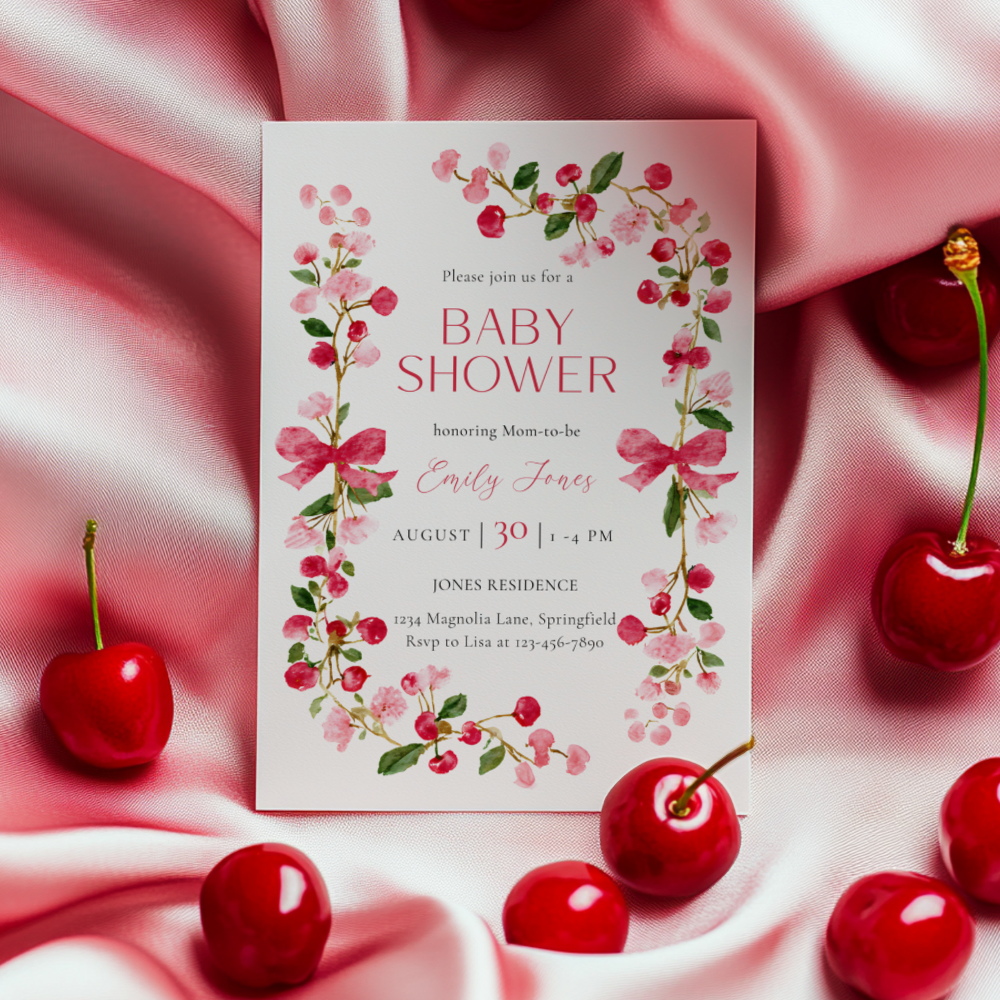 Baby Shower Invitation - Watercolor Floral Baby In Bloom Girl BS168