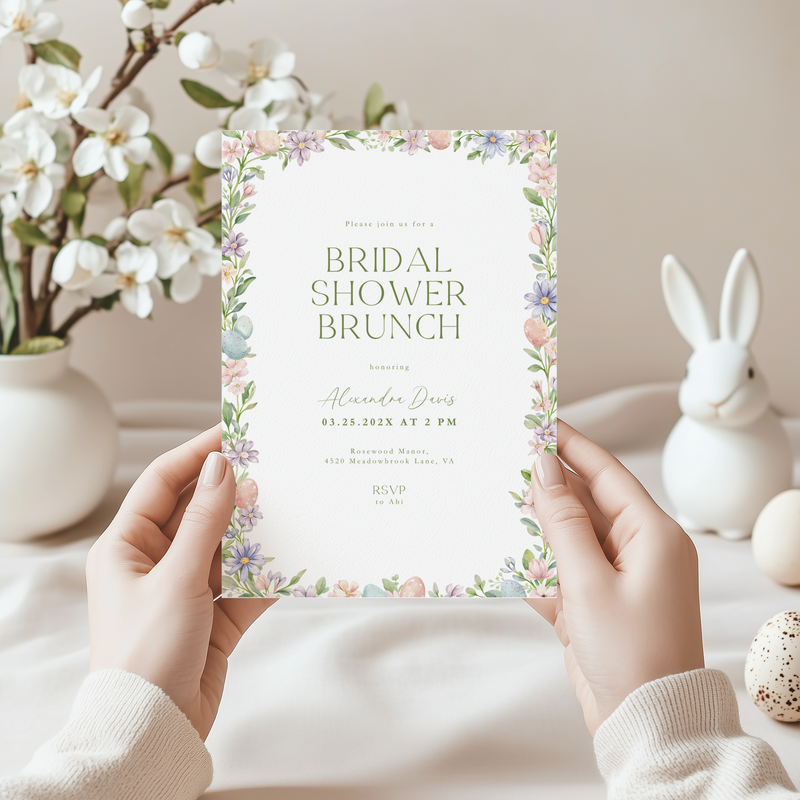 Easter Floral Spring Bridal Shower Brunch Invitation L106