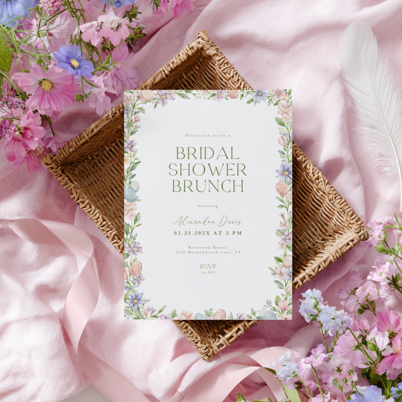 Easter Floral Spring Bridal Shower Brunch Invitation L106